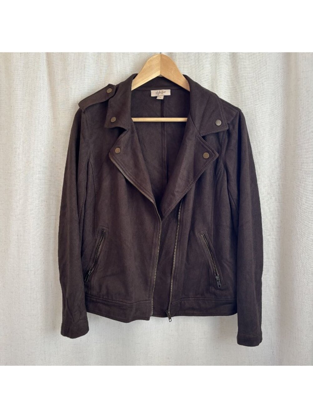 style & co brown soft suede like classy jacket brown
